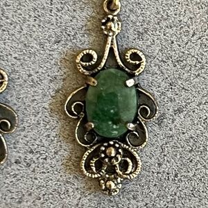 Vintage Gold Jade Drop Earrings